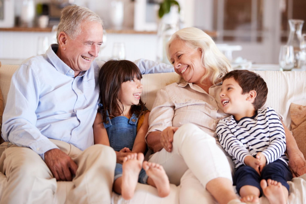 Grandparents on sofa