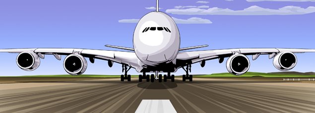 aeroplane on runway taking off