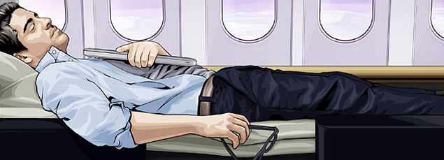 business man sleeping on a plane