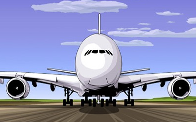 aeroplane on runway taking off