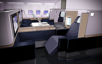 view of first class on an aeroplane