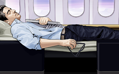 business man sleeping on a plane
