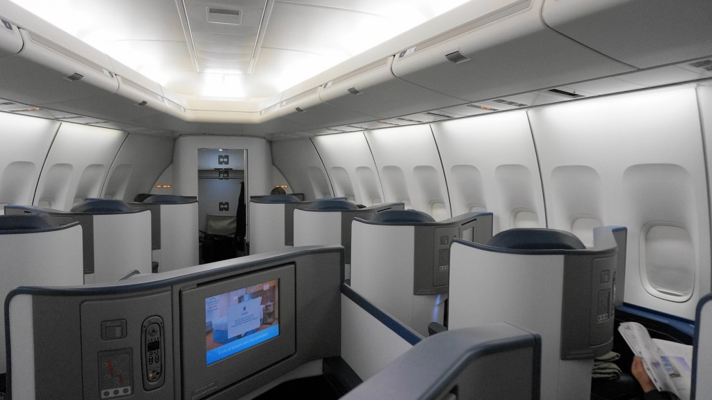 Business class cabin on Delta B747