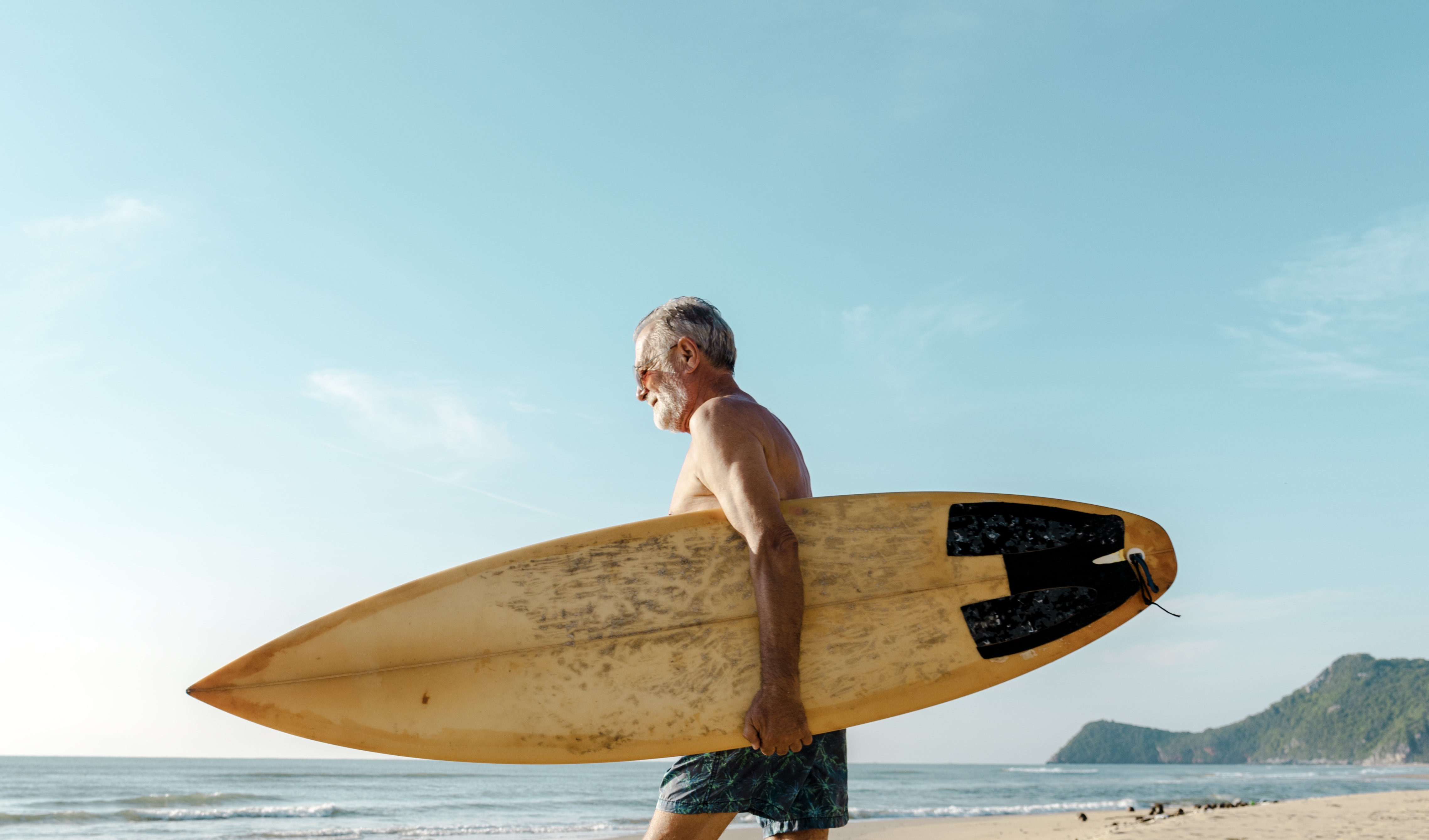 Baby boomer going surfing