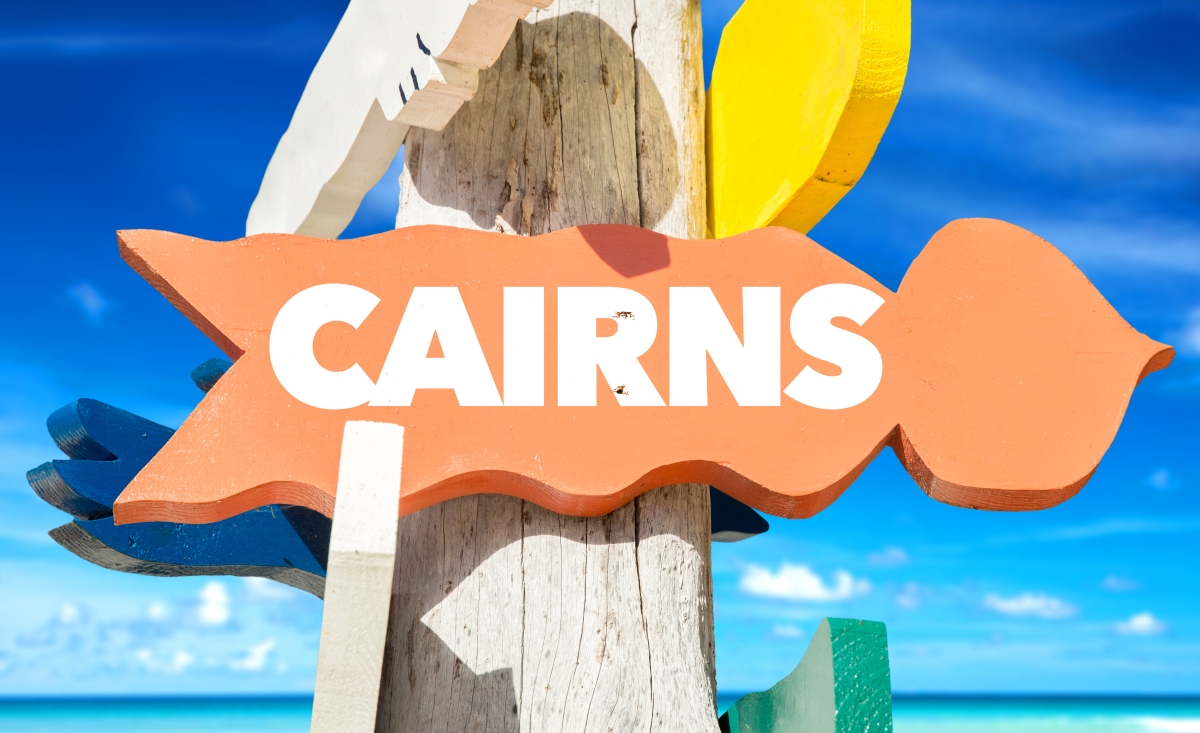 Business class flights to Cairns, sign-post to the location