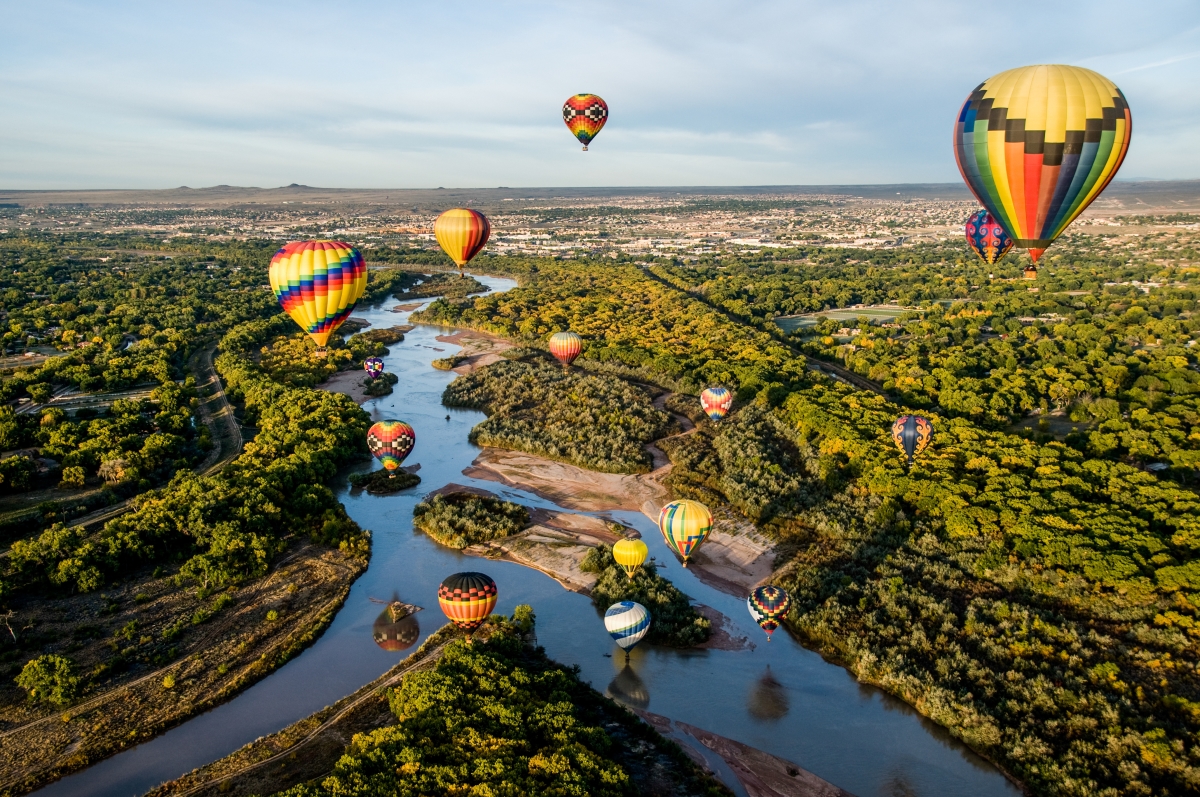 Hot Air Balloons over the Rio Grande, Albuquerque