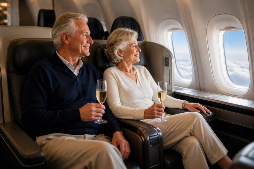 Older couple in business class